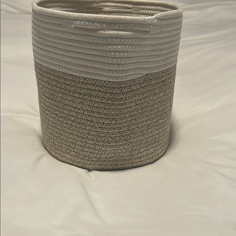 Two-Tone Woven Storage Basket